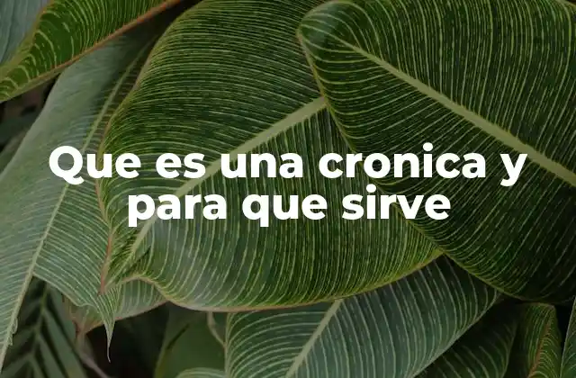Que es una Cronica y para que Sirve