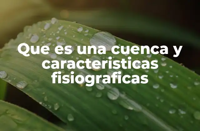 Que es una Cuenca y Caracteristicas Fisiograficas