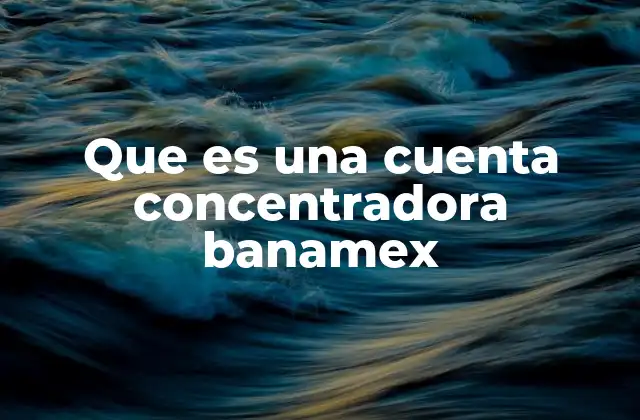 Que es una Cuenta Concentradora Banamex