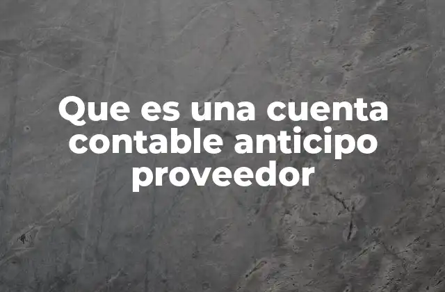 Que es una Cuenta Contable Anticipo Proveedor