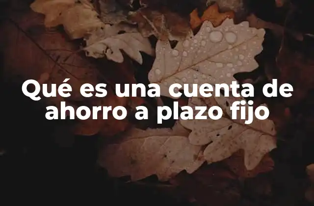 Qué es una Cuenta de Ahorro a Plazo Fijo