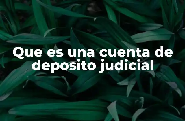 Que es una Cuenta de Deposito Judicial