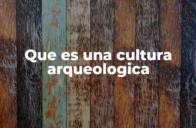 Que es una Cultura Arqueologica