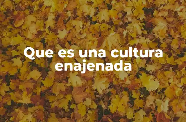 Que es una Cultura Enajenada