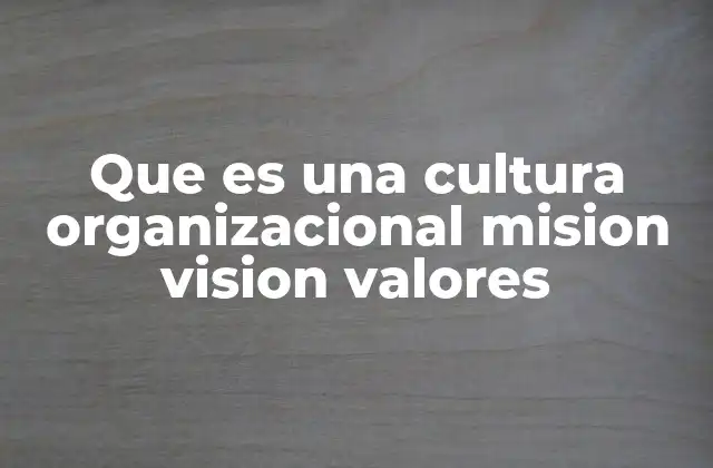 Que es una Cultura Organizacional Mision Vision Valores