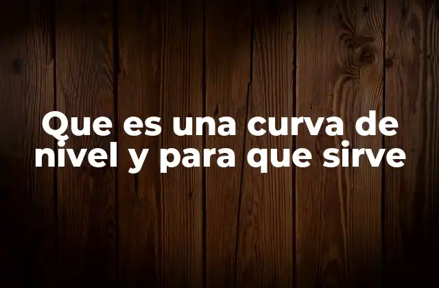 Que es una Curva de Nivel y para que Sirve