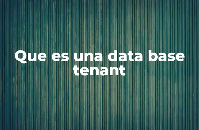 Que es una Data Base Tenant