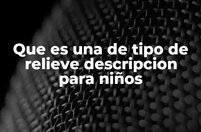 Que es una de Tipo de Relieve Descripcion para Niños