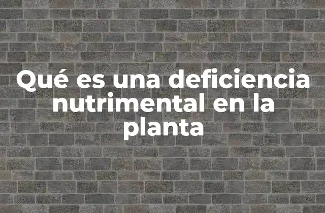 Qué es una Deficiencia Nutrimental en la Planta