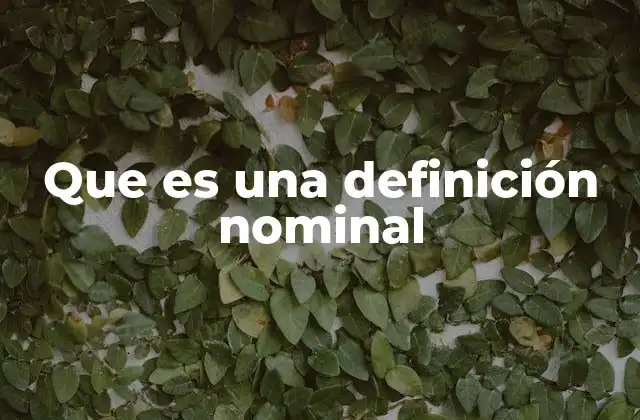 Que es una Definición Nominal