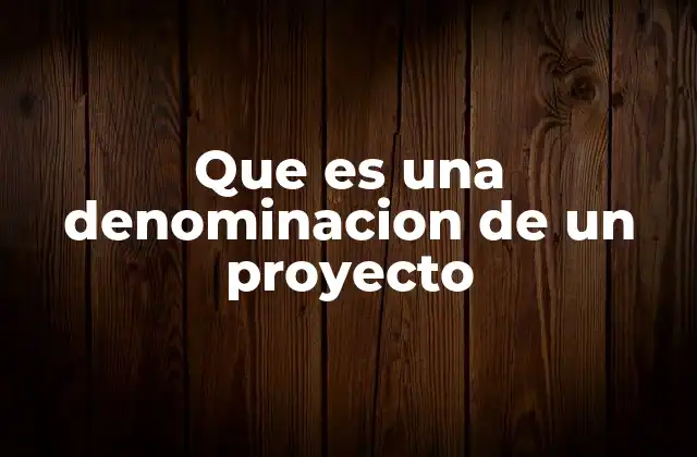 Que es una Denominacion de un Proyecto