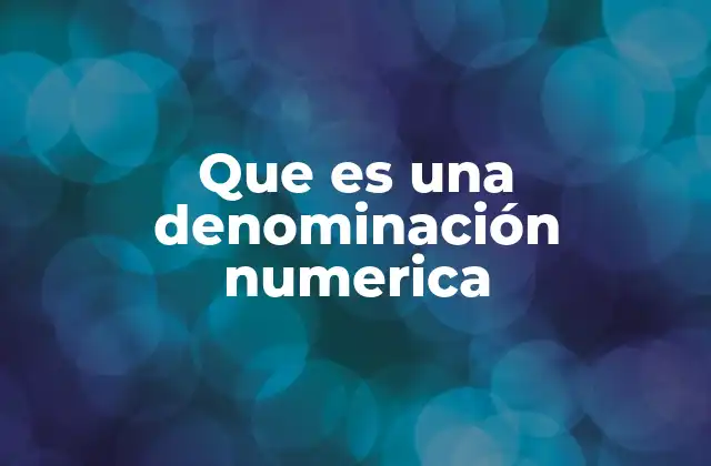 Que es una Denominación Numerica