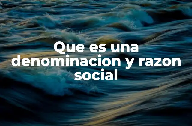 Que es una Denominacion y Razon Social