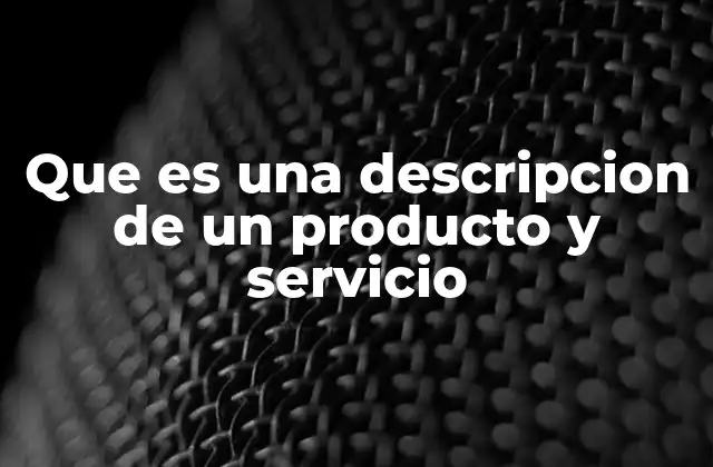 Que es una Descripcion de un Producto y Servicio