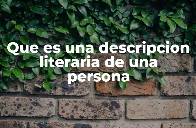 Que es una Descripcion Literaria de una Persona