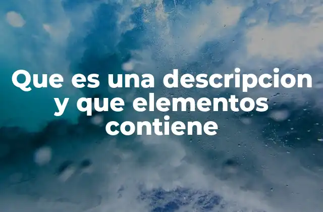 Que es una Descripcion y que Elementos Contiene