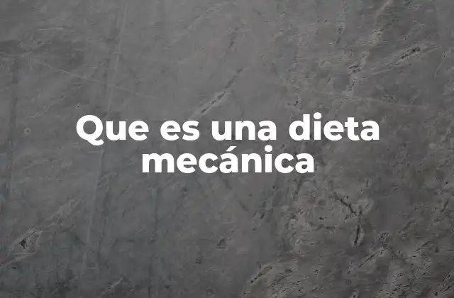 Que es una Dieta Mecánica