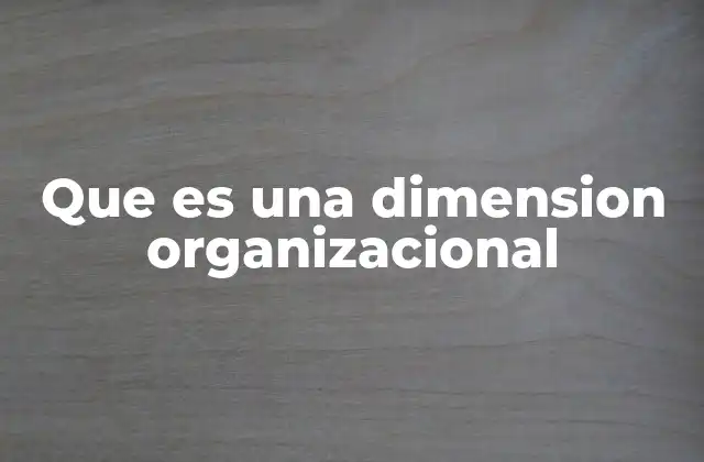 Que es una Dimension Organizacional