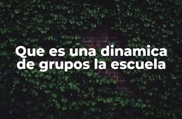 Que es una Dinamica de Grupos la Escuela