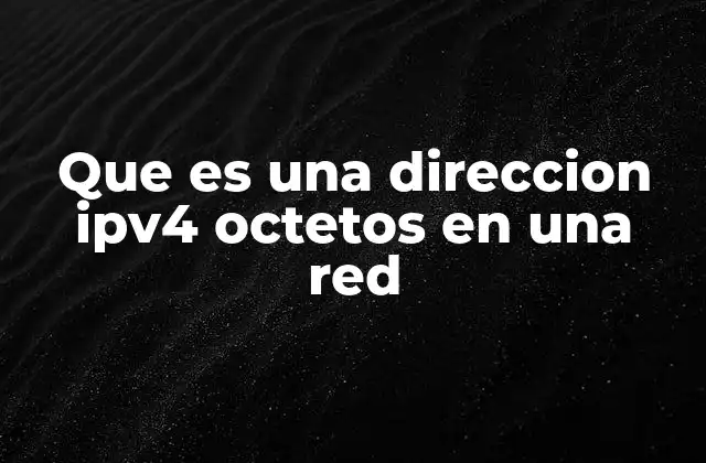 Que es una Direccion Ipv4 Octetos en una Red