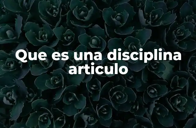 Que es una Disciplina Articulo