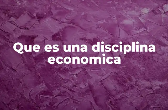 Que es una Disciplina Economica