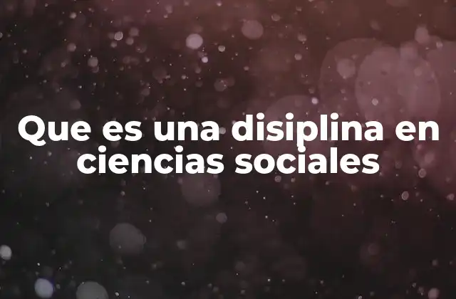 Que es una Disiplina en Ciencias Sociales