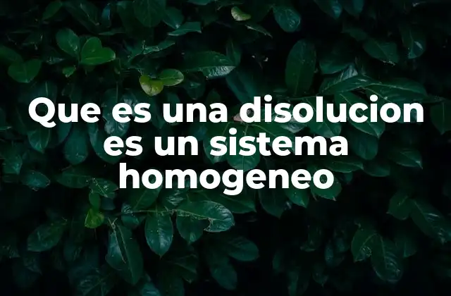 Que es una Disolucion es un Sistema Homogeneo