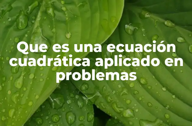 Que es una Ecuación Cuadrática Aplicado en Problemas