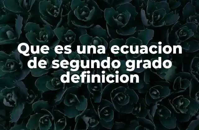 Que es una Ecuacion de Segundo Grado Definicion