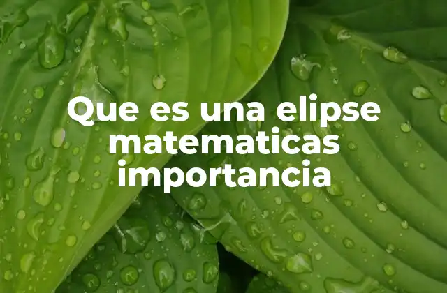 Que es una Elipse Matematicas Importancia
