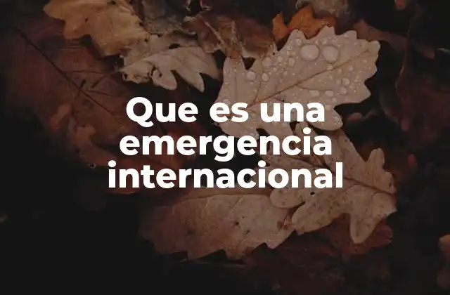 Que es una Emergencia Internacional