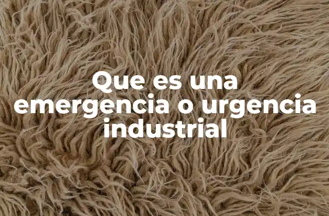 Que es una Emergencia o Urgencia Industrial