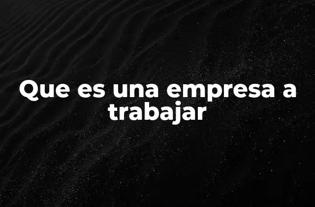Que es una Empresa a Trabajar