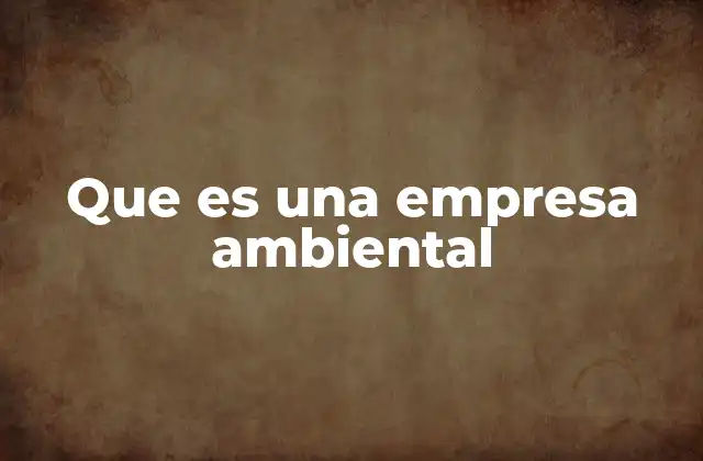 Que es una Empresa Ambiental