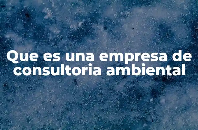 Que es una Empresa de Consultoria Ambiental