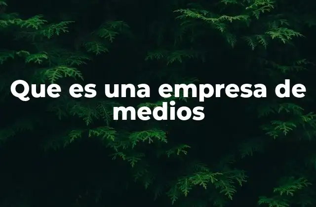 Que es una Empresa de Medios