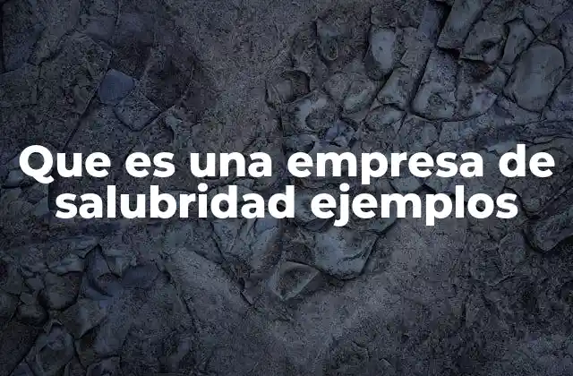 Que es una Empresa de Salubridad Ejemplos
