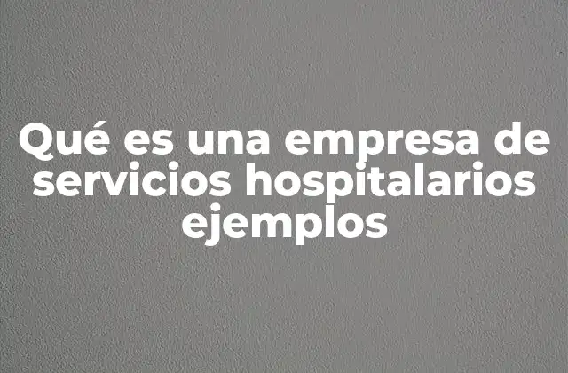 Qué es una Empresa de Servicios Hospitalarios Ejemplos