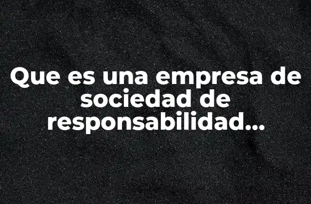 Que es una Empresa de Sociedad de Responsabilidad Limitada