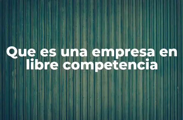 Que es una Empresa en Libre Competencia