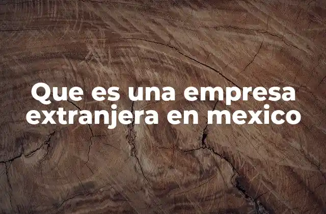 Que es una Empresa Extranjera en Mexico