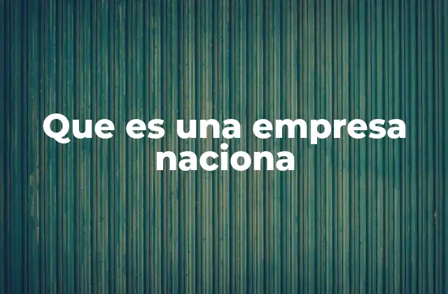 Que es una Empresa Naciona