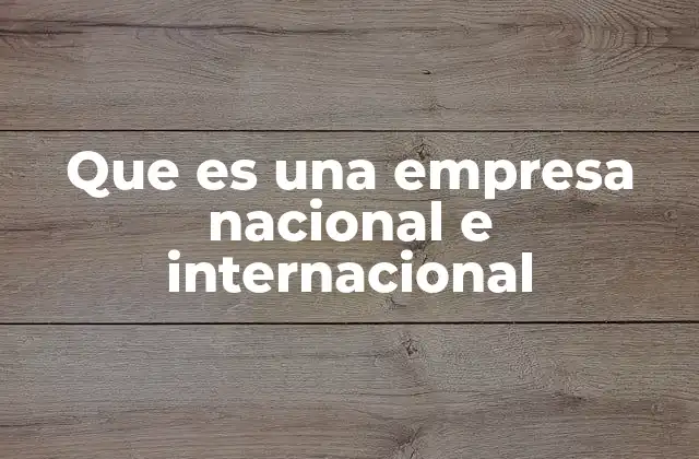Que es una Empresa Nacional e Internacional