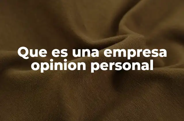 Que es una Empresa Opinion Personal