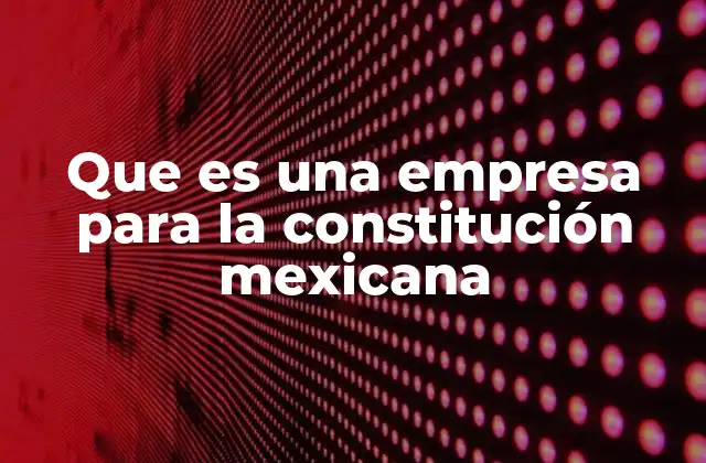 Que es una Empresa para la Constitución Mexicana