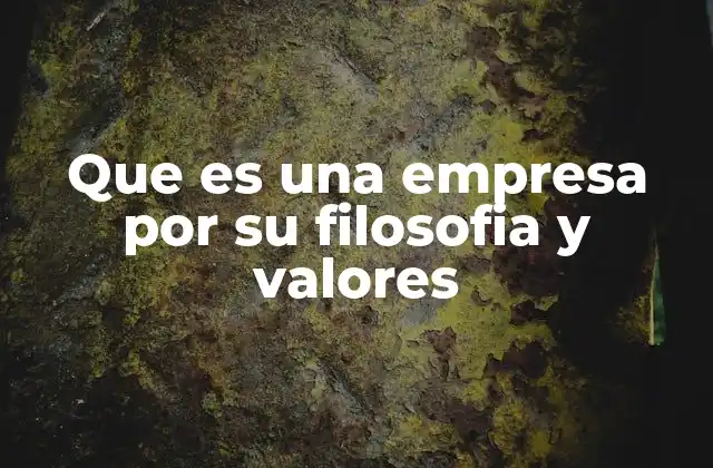 Que es una Empresa por Su Filosofia y Valores