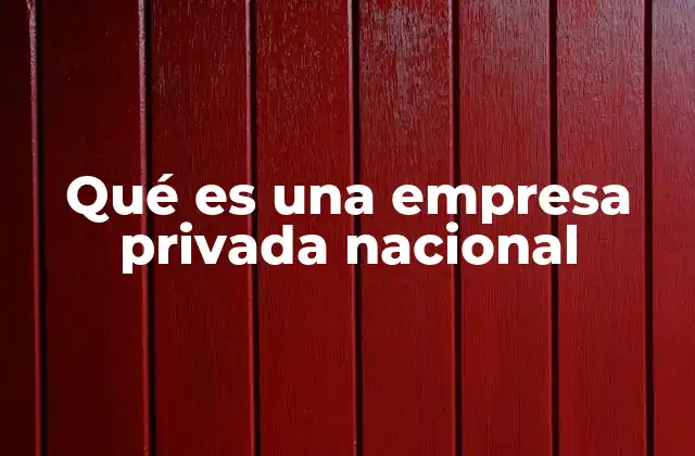 Qué es una Empresa Privada Nacional
