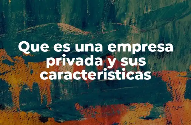 Que es una Empresa Privada y Sus Caracteristicas