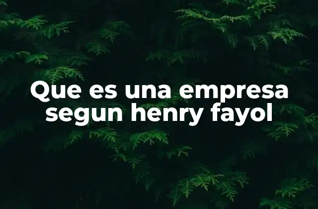 Que es una Empresa Segun Henry Fayol